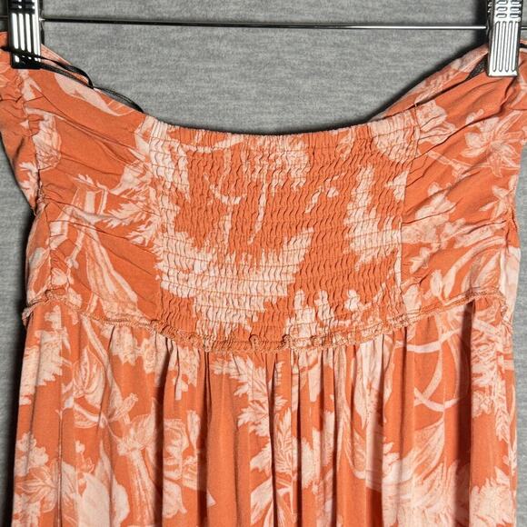 H&M Orange Apricot Floral HalterTop Tie Dress Casual Summer Vacation Beach Small - Picture 5 of 6